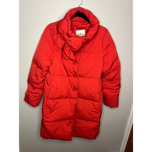 Kate Spade New York Down Puffer Coat with red bow women’s size Medium - Picture 1 of 11